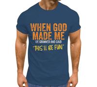 DENGJIAMY When God Made Me He Said This'll Be Fun T-Shirt Men Casual Crew Neck Tee Short Sleeve Fashion Street Tops Mens Clothing Summer (Z11 Light Blue, XXL)