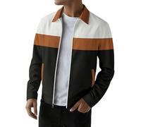 DENGJIAMY Zip Up Hoodies for Men Fashion Waffle Long Sleeve Shirt Outdoor Trendy Fall Tops Mens Color Block Jacket (Coffee, XXL)