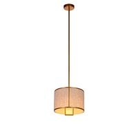 DENGJIN Chinese Style E27 Linen Fabric Creative Modern Pendant Lamp Fixture Simple Drum Shade Hanging Lights for Living Room Bedroom Decorative Chandelier Lighting