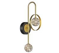 DENGJIN Semi-Flush Mount Double Head LED 12W Modern Nordic Style Wall Lamp Glass Shade Gold Geometric Wall Light, Indoor Decor Wall Sconce For Living Room Hallway Bedroom-Warm Light/White Light