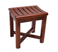 DENGJU Bathroom Stool, Non-Slip Bath Bench Solid Wooden Shower Stool/Chair or Adult Footstool, Bath Stools to sit on in bath, Bath Bench Wooden, Bath Stool with storage shelf for Elderly Adults