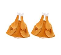 DENGPAO 2PCS Roasted Turkey Hat, Thanksgiving Plush Turkey Hat for Halloween Costume, Funny Plush Roasted Turkey Hats with Realistic Design, Holiday Party Accessories for Adults