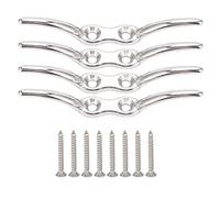 DENGPAO 4 Pcs Stainless Steel Rope Cleat Hook, Durable Corrosion Resistant Boat and Flagpole Rope Cleats with Screws for Yacht Awning Tarp, Easy Install No Drilling Required (Total length 150MM)