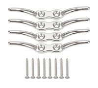 DENGPAO 4 Pcs Stainless Steel Rope Cleat Hook, Durable Corrosion Resistant Boat and Flagpole Rope Cleats with Screws for Yacht Awning Tarp, Easy Install No Drilling Required (Total length 112MM)