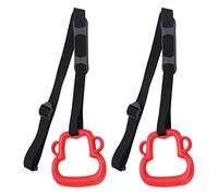 DENGPAO Children Gymnastic Rings with Adjustable Straps, Kids Exercise Pull Up Rings, ABS Plastic Gymnastic Rings for Indoor Outdoor Use, 331lb Capacity Fitness Equipment for Boys Girls Ag (Red)