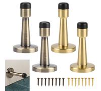 Dengthrive Brass Door Stop: 4 Pcs Zinc Alloy + Anti-Collision Buffer Rubber Door Stop（Gold+Bronze）, Mute Door Stoppers for Skirtings for Indoor Hotel Office