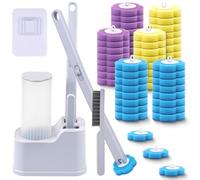 Dengthrive Disposable Toilet Brush Set: Disposable Toilet Cleaning System With 48 Replacement Pads Upgraded Holder & Gap Brush Toilet Cleaner for Toilet Bowl Germ-Free Results