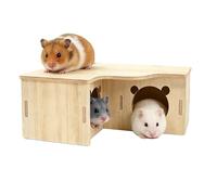 Dengthrive Hamster Multi Chamber Hide: Wooden Hamster House Moisture-Proof, Bite-Resistant, Safe and Odorless with Lid for Hamsters Small Pets (22.5x17.5x8CM)