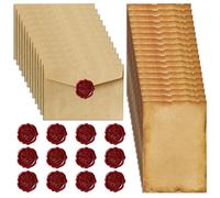 Dengthrive Letter Writing Paper and Envelopes, 42 Pcs Letter Writing Set with 12 Vintage Envelopes 18 A5 Letter Paper 12 Wax Seal Stickers Love Letter Vintage Paper for Birthday Wedding Invitation