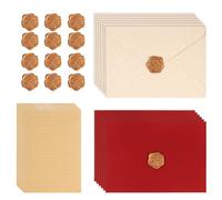 Dengthrive Letter Writing Set Waterproof: 42 PCS Letter Writing Paper and Envelopes 12 Envelopes and 18 A5 Letter Paper and 12 Seal Stickers Vintage Paper for Love Letter Birthday Wedding Invitation