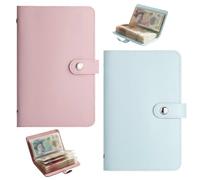 Dengthrive Money Saving Wallet: 2PCS PU Leather Magnetic Buckle 100 Envelopes Saving Challenge 50 Double-Sided Pages Hold 100 Notes Suitable for Couple Gifts (Blue + Pink)
