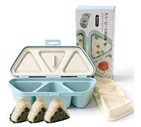 Dengthrive Onigiri Mould: 6 in 1 Anti-Stick Triangle Sushi Making Kit for Making and Storing Sushi (Blue)