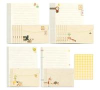 Dengthrive Writing Paper and Envelopes Sets: 54 PCS Letter Writing Set with 36 Writing Paper and 18 Envelopes Cat Stationery for Invitations Gift Decorations Holiday Party Letters Thank You Cards