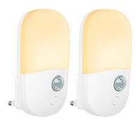 Denidou Motion Sensor LED Night Light Plug in Wall with Warm White Lamp, PIR Movement Activated Nightlight for Children/Adults, Stairs, Hallway, Kitchen, Bedroom