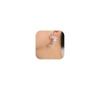 Denifery Crystal Leaf Climbers Crawler Earrings Cute Rhinestone Ear Cuff Wrap Clip Stud Earring Climber Top Ear Clip Fashion Jewelry Jacket for Women, Metal, No Gemstone