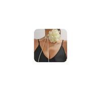 Denifery Flower Rose Choker Necklace Big Floral choker Necklace Flower Long Velvet Choker for Women Bride Wedding Party Summer Necklaces, Metal, No Gemstone