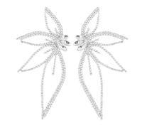 Denifery Huge Butterfly Studs Earrings Big Wings Rhinestone Crystal Angel Bridal Jewelry Wedding Gift for Women (Silver)