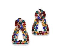 Denifery Vintage Rhinestone Statement Earrings Crystal Rectangle Drop Dangle Earrings Evening Prom Pageant Earrings for Women and Girls (Style 5)