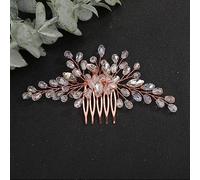 Deniferymakeup Crystal Bride Wedding Hair Comb Hair Accessories with Rhinestone Bridal Side Comb for Bride Women Girls (Rose Gold)