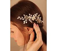 Deniferymakeup Crystal Hair Pin Pearl Hair Piece Wedding Bridal Boho Hair Pins Handmade Hair Jewelry for Women and Girls (Rose Gold)