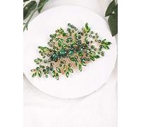 Deniferymakeup Emerald Green Bridal Wedding Comb Gift for Bride Hair Wedding Crystal Comb Hair Piece Vine Green Bridal Comb Wedding Hair Pieces Bridesmaid Comb Hair Green