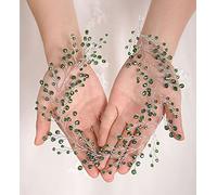 Deniferymakeup Forehead Headband for Weddings Emerald Hair Accessory Green Crystal Bridal Hair Vine Modern Beaded Halo Delicate Diadem Boho Beach Headpiece