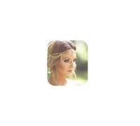 Deniferymakeup Gold Rhinestone Wedding Bridal Prom Bohemian Boho Grecian Head Chain Hair Jewelry Head Piece Bollywood Bride Glamorous