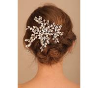 Deniferymakeup Rhinestone Crystal Bride Wedding Hair Comb Silver Pearl Bridal Hair Pieces Rhinestone Hair Accessories for Bride (Style 1)