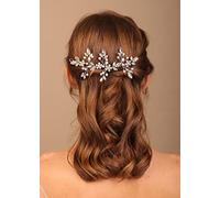 Deniferymakeup Sparkly Pearl Bridal Hair Piece Wedding Hair Vine Silver Rhinestone Headband for Women and Girls (Style 1)