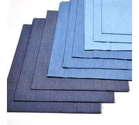 Denim 4.8OZ. Fat Quarter 9pcs 18inchX22inch 100% Cotton Fabric Solid Fabric Quilting Fabric Arts, DIY Crafts&Sewing Patchwork By Indigo Light,Middle and Deep Three Colors