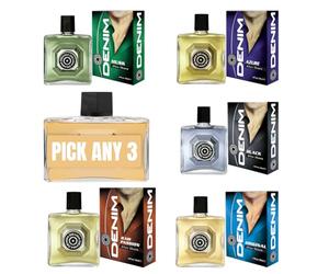 Denim Aftershave 100ml | Pick Any 3 Scents | Choose from Musk, Azure, Black, Original, Raw Passion & More! | 3 x 100ml