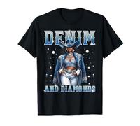 Denim and Diamonds Afro Black Melanin Queen Western Cowgirl T-Shirt