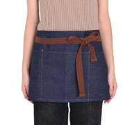 Denim Apron Waitress Waiter Waist Apron with 3 Pockets Adjustable Gardening Half Chef Aprons with Long Strap Tabard for Women Bistro Restaurant Work Cooking Aprons 23 * 11 In Kitchen Baking Tabard