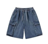 Denim Bermuda Shorts Men, Shorts Men Run, Regular Fit Summer Elastic Waist Jeans Shorts Casual Solid Color Sport Loose Denim Short Outdoor Casual Walk Jeans Short