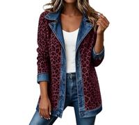 Denim Blazer For Women Corduroy Patchwork Cardigan Collared Button Jackets | Slim Denim Patchwork Jacket Lightweight Fall Jackets Casual Long Sleeve Cardigan Button Down Jean Shacket