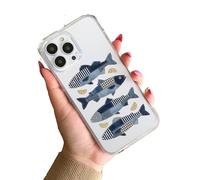 Denim Blue Aesthetic Fish Silicone Y2K Clear TPU Custom Compatible With iPhone 11 12 13 14 15 16 16E 17 XR X SE 7 8 Air Pro Max Plus Mini S22 S23 S25 S26 Impact Case Personalised Name Cover