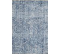 Denim Blue Geometric Distressed Washable Living Room Area Rug Kukoon Mid Blue 160cm x 230cm
