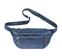 Denim Bum Bag Women's Crossbody Dark Blue with Adjustable Strap | Multiple carrying options, 3 zip pockets, 15.75 x 7.87 x 3.94 cm, jeans material, large capacity