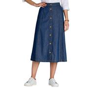 Chums Ladies 100% Denim Button Through Skirt Elasticated Back Waist Panelled Design with Pockets Denim 10 Petite