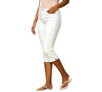 Denim Capri Jeans For Women Uk Stretch Slim Fit High Waisted Cropped Jeans | Light Classic 3/4 Length Denim Pants Skinny Fit Tummy Control Butt Lifting Bottoms Daily Wear Office Holiday
