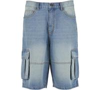 Urban Classics - Relaxed Denim Cargo New Light Blue Dirty Washed - Shorts - blue - W36 - 100% Cotton W36