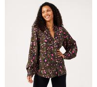 Denim & Co. Animal Print Blouse BLUE NATURAL MIX SIZE 10