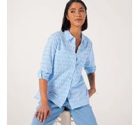 Denim & Co. Cotton Dobby Spot Shirt BLUE SIZE 10