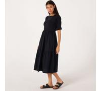 Denim & Co. Cotton Jersey Tiered Dress Petite BLACK EXTRA SMALL