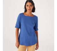 Denim & Co. Essentials Pure Cotton Boat Neck Top INDIGO 2XL