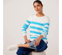 Denim & Co. Essentials Stripe Crew Neck Jumper ORANGE ECRU EXTRA SMALL