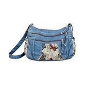 Denim Cross Bag, Spacious Storage Satchel, Retro Messenger Holder, Tren | Vintage Denim Tote, Large Sling Messenger, Casual Shoulder Purse, Retro Style Carry All, Everyday Fashion Accessory Piece