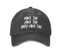 Denim Dad Hat Wine Em Dine Em Sixty Nine Em Baseball Hat Fashion Trucker Hat Adjustable Baseball Caps for Fishing Camping Outdoor Sports