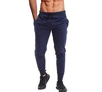 Denim Desire Men's Slim Fits Jogging Bottom Skinny Joggers Sweat Pants Gym Workout Cuffed Ankle Terry Fleece Casual Track Jogging Bottom UK Size S-XXL (Navy, S)