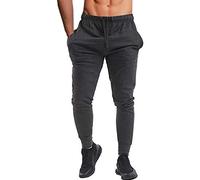 Denim Desire Men's Slim Fits Jogging Bottom Skinny Joggers Sweat Pants Gym Workout Cuffed Ankle Terry Fleece Casual Track Jogging Bottom UK Size S-XXL (Charcoal, M)